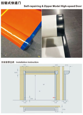 Le plastique rapide de PVC de portes de rouleau de tirette à réparation automatique enroulent le polyester industriel