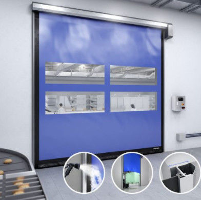 Portes de volets à rouleaux rapides transparents en acier galvanisé pour usines pharmaceutiques