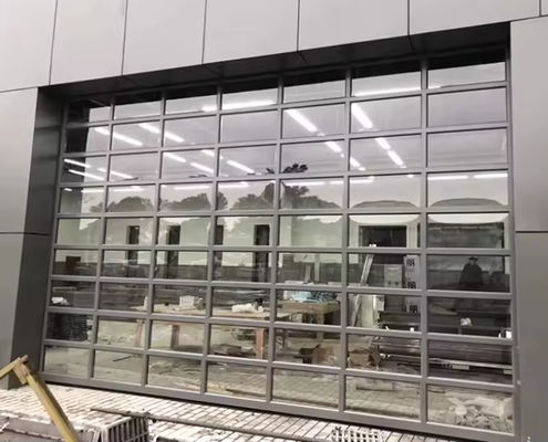 Porte sectionnelle en aluminium avec double vitrage en différentes couleurs