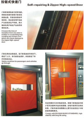 Sécurité moderne Porte à rouleaux rapides isolées Structure en acier Fermeture résistante aux intempéries Porte à rouleaux rapide en PVC