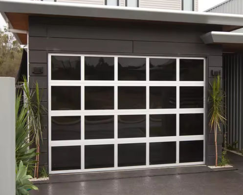 Porte de garage en aluminium sectionnelle avec double vitrage 9x8 9x7 16x7 Modern sectionnelle hauteur vue complète en aluminium trempé