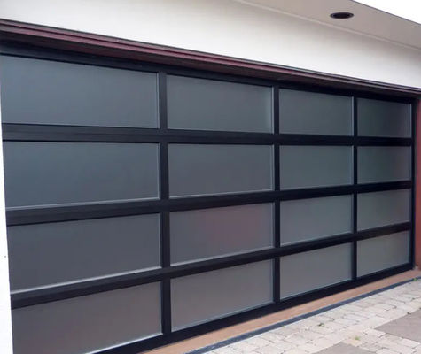 Porte de garage sectionnelle en alliage d'aluminium à vue complète à 3 couches