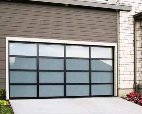 Sécurité extérieure automatique électrique à roulement étanche à l'eau de classe 3 Porte de garage transparente Porte de garage sectionnelle en verre