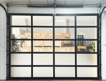 Étanchéité à l'eau de classe 3 Verre transparent Porte de garage sectionnelle sans bruit