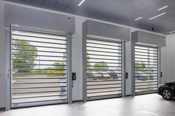 Porte en spirale à grande vitesse en aluminium transparente Efficacité de sécurité personnalisée