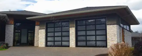 Porte de garage transparente en aluminium acrylique, porte de garage à vue complète, porte de garage sectionnelle en verre, style de design moderne