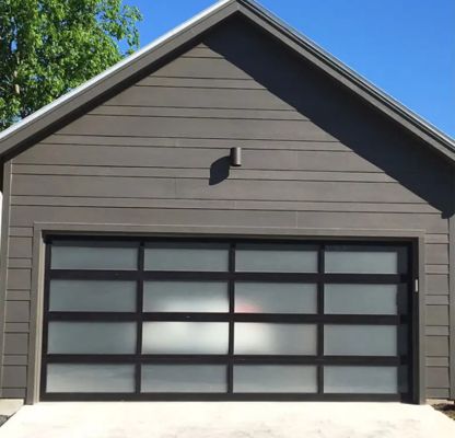 Moderne noir élégante cadre en aluminium verre trempé porte de garage sectionnelle transparente style de porte sectionnelle d'ouverture manuelle ou automatique
