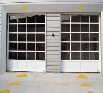 Saupoudrez les portes en aluminium à pleine vue de garage de porte sectionnelle en aluminium transparente aérienne en aluminium enduite de porte
