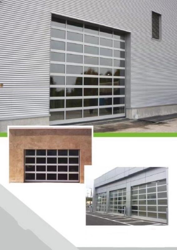 Réduction du bruit élevée de garage en verre en aluminium sectionnel à pleine vue de porte extérieure imperméable