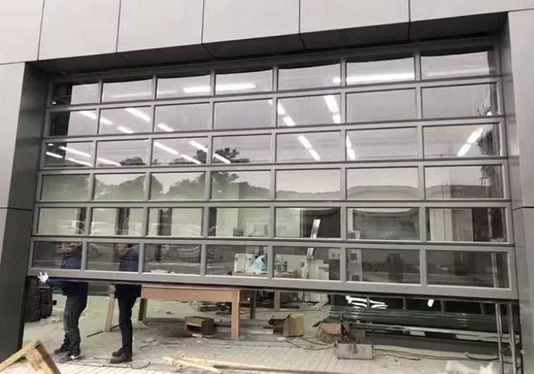 Porte sectionnelle en aluminium avec double vitrage en différentes couleurs