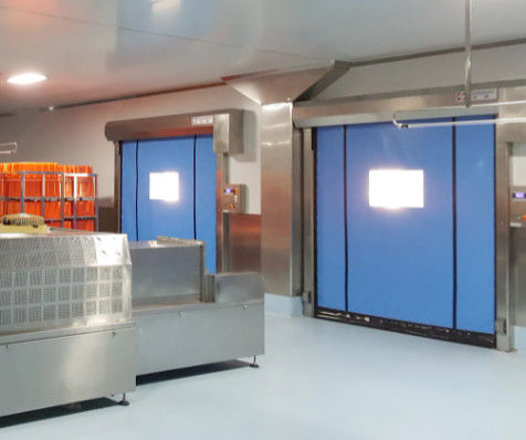 Sécurité moderne Porte à rouleaux rapides isolées Structure en acier Fermeture résistante aux intempéries Porte à rouleaux rapide en PVC