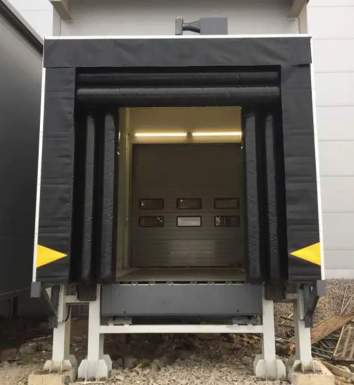 Tissu de câble résistant à l'usure Moderne Système de chargement réglable Abri de porte de quai Abri de quai rétractable Tunnel Abri de quai Sceau automatique Pvc Rite-hit Abri de quai de chargement